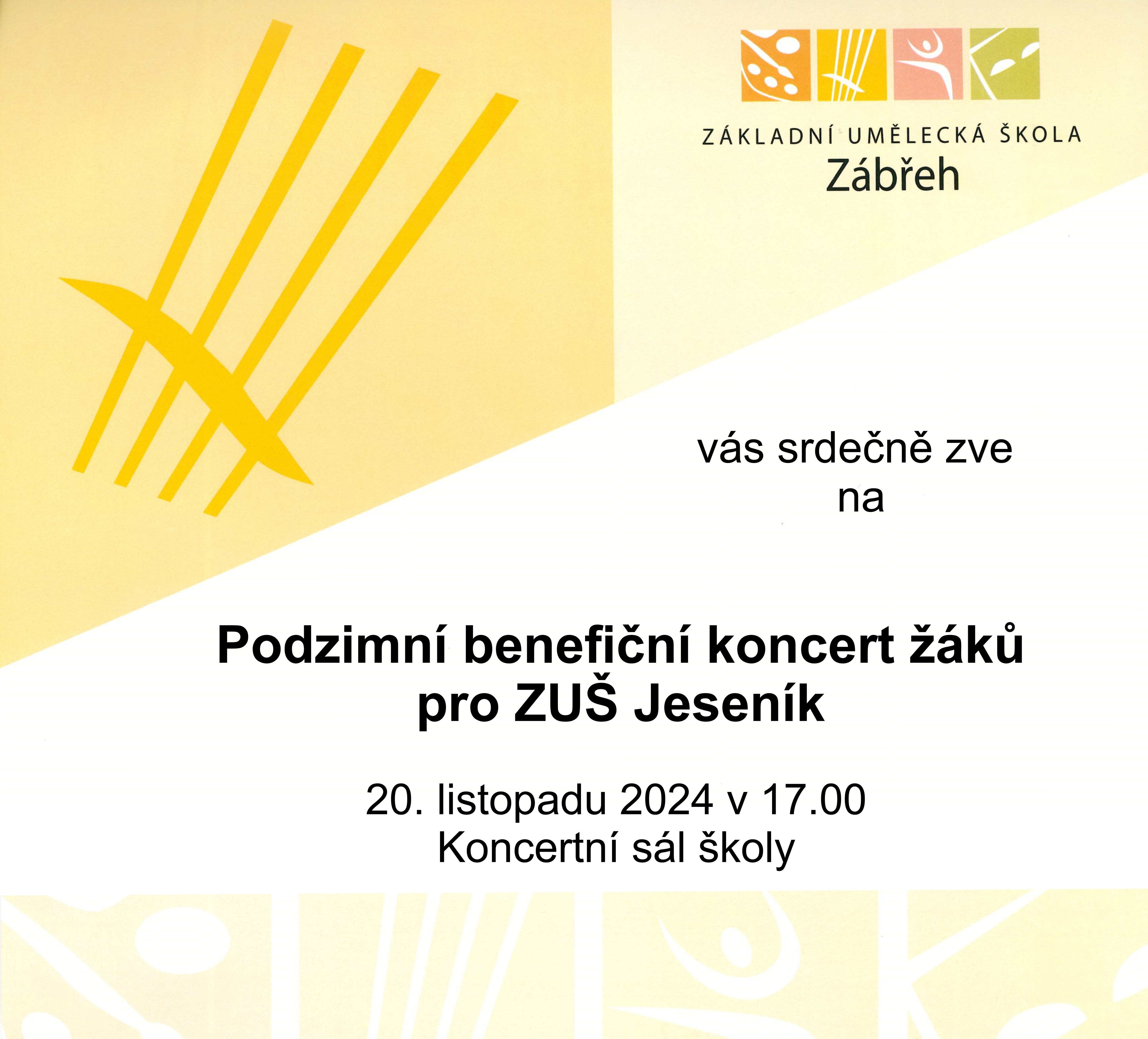 Podzimní benefiční koncert žáků pro ZUŠ Jeseníky 20.11.2024 v 17.00